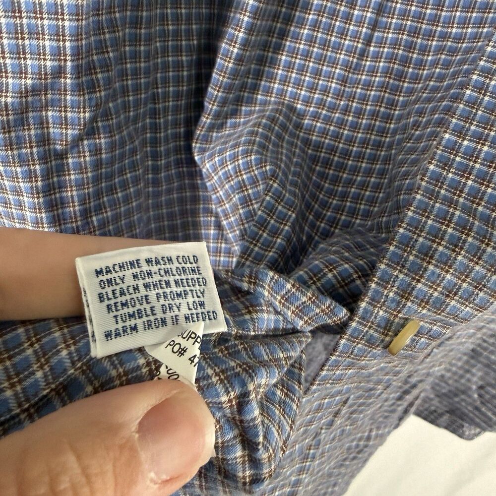 Ralph Lauren Dress Shirt Men's XL Blue Plaid Button Up Long Sleeve 100% Cotton - Picture 6 of 11